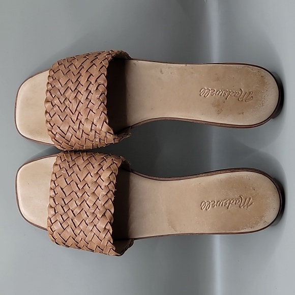 Madewell Lianne Slide Sandals Women's Size 10 Tan Woven Leather Bohemian Casual - Picture 4 of 6